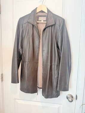 Croft & Barrow • Brown Leather Zip-Front Jacket M